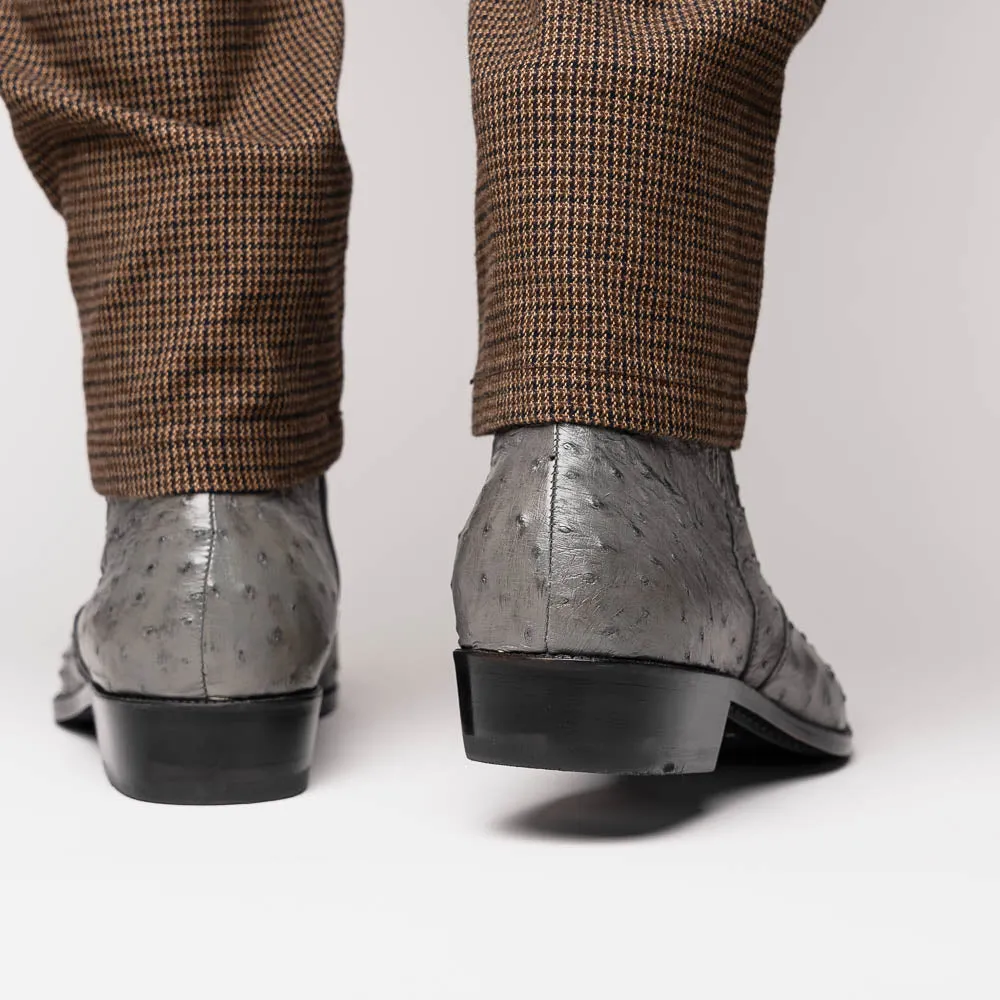 Marco Di Milano Giorgio in Serpentine Grey Ostrich Chelsea Boots