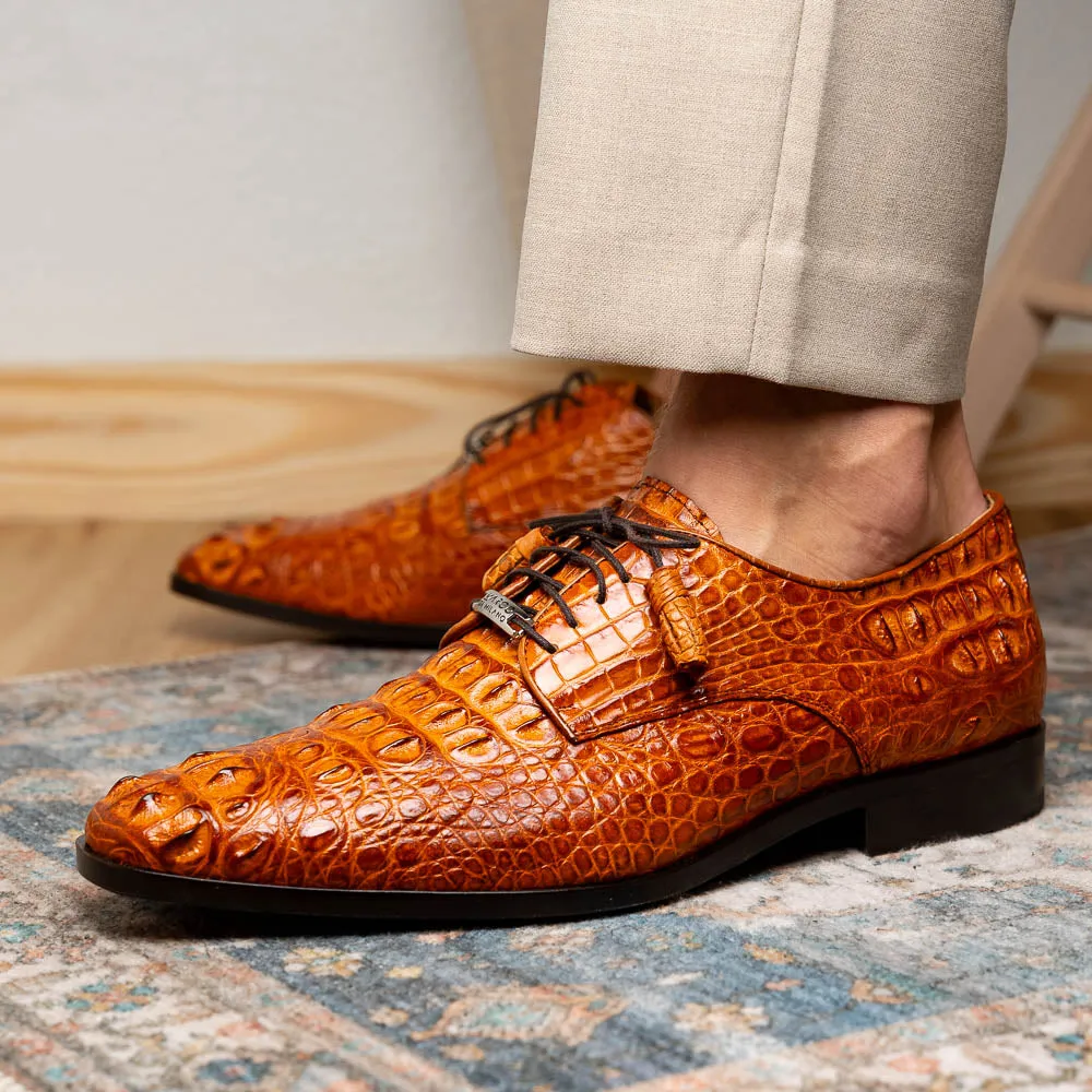 Marco Di Milano Nilo in Brandy Crocodile Derby Dress Shoes