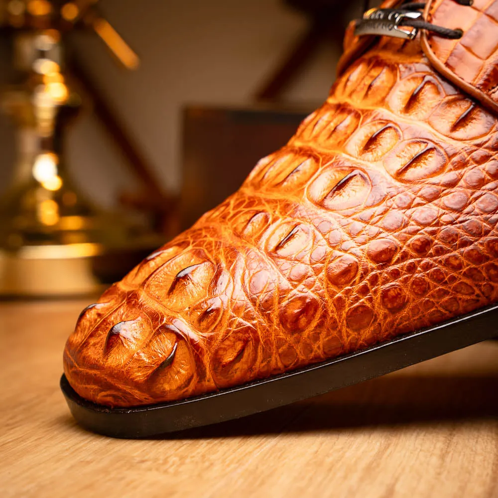 Marco Di Milano Nilo in Brandy Crocodile Derby Dress Shoes