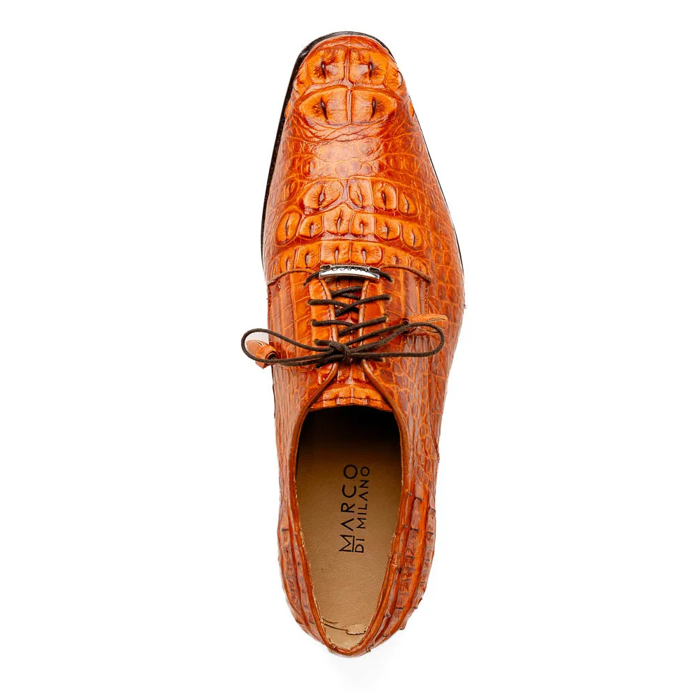 Marco Di Milano Nilo in Brandy Crocodile Derby Dress Shoes