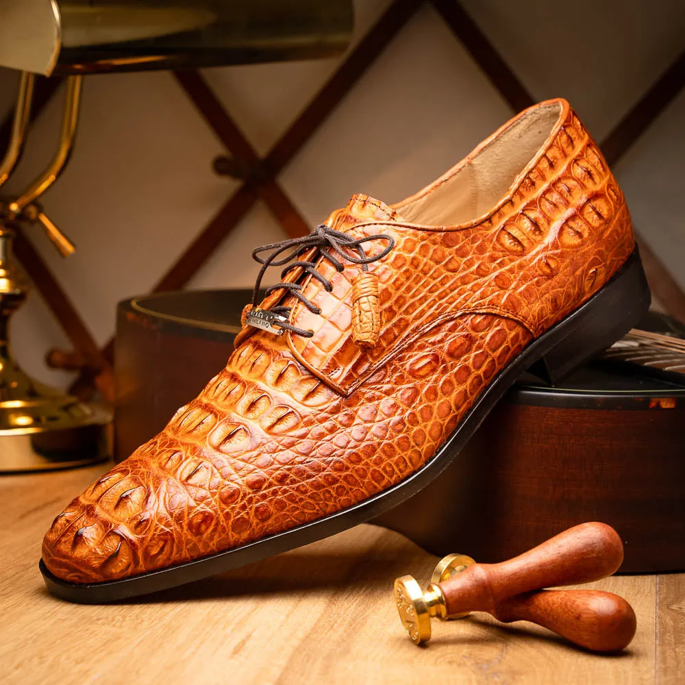 Marco Di Milano Nilo in Brandy Crocodile Derby Dress Shoes
