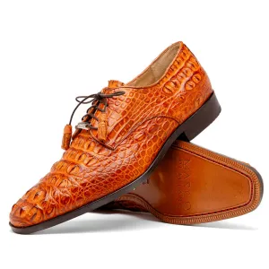 Marco Di Milano Nilo in Brandy Crocodile Derby Dress Shoes