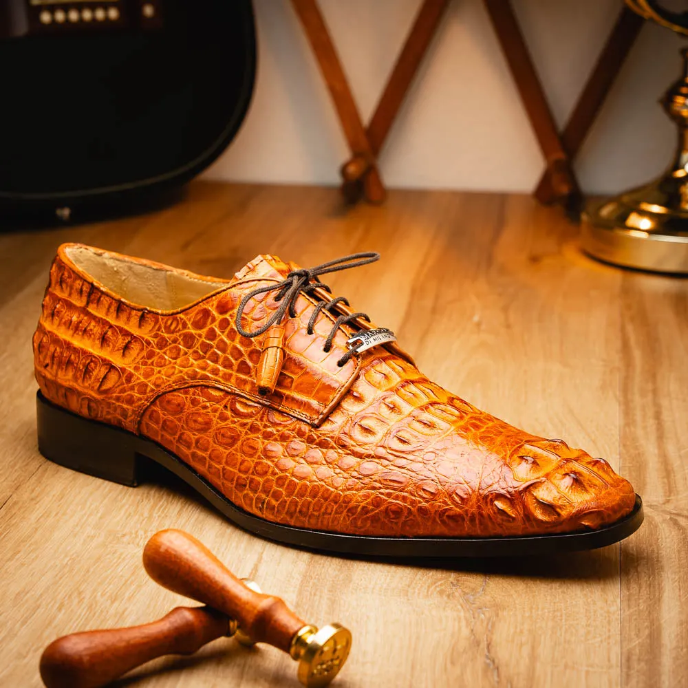 Marco Di Milano Nilo in Brandy Crocodile Derby Dress Shoes
