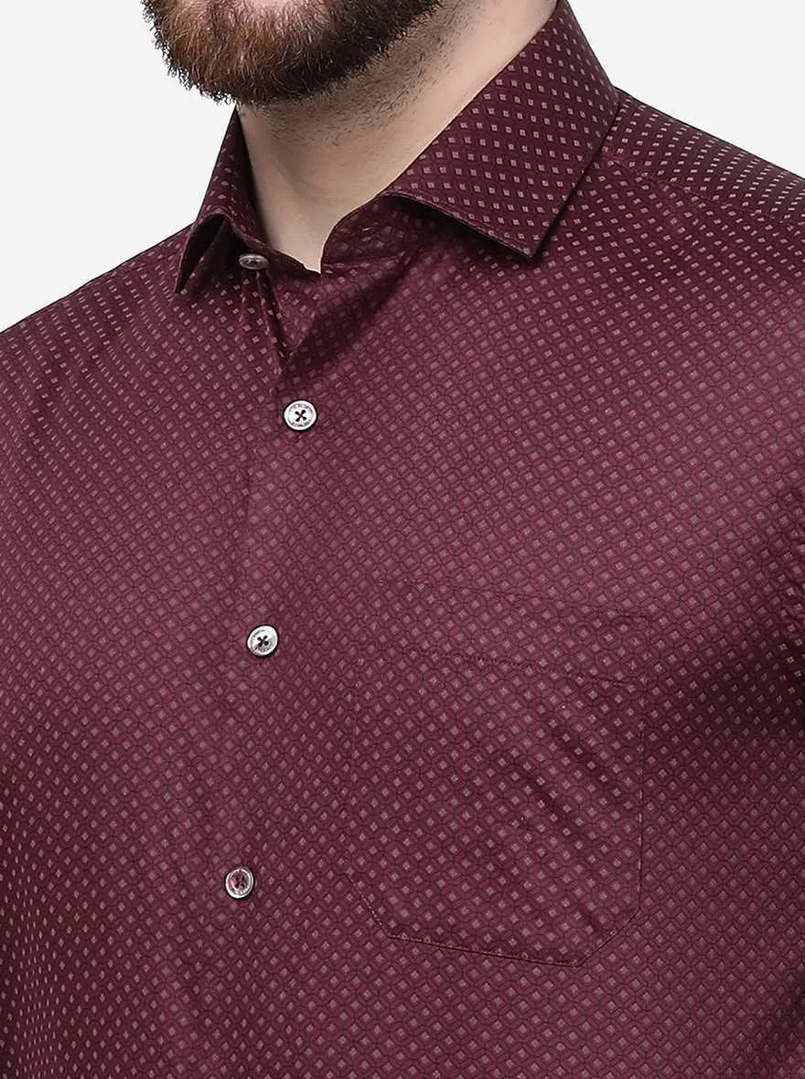Maroon Printed Regular Fit Formal Shirt | JadeBlue