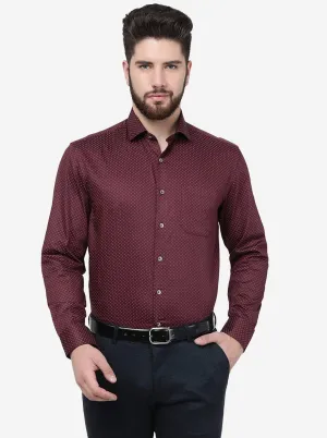 Maroon Printed Regular Fit Formal Shirt | JadeBlue