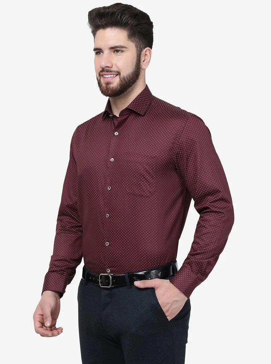 Maroon Printed Regular Fit Formal Shirt | JadeBlue