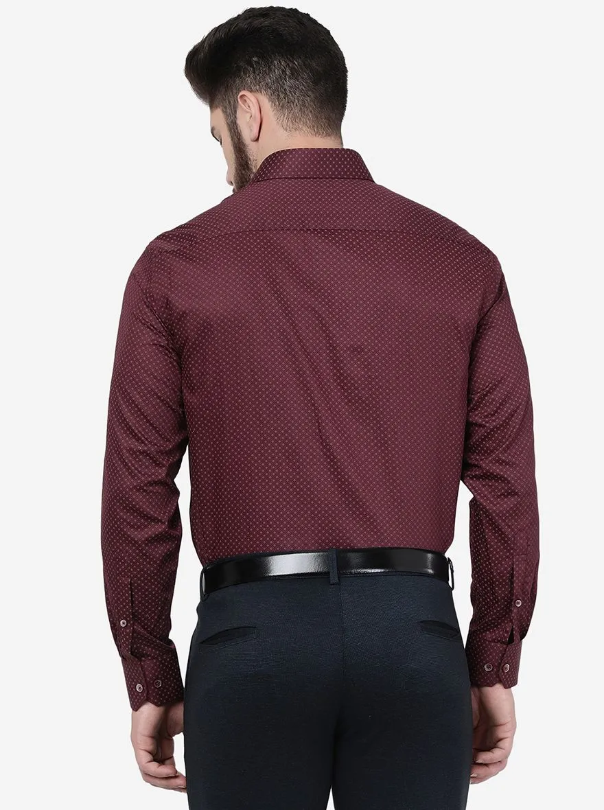 Maroon Printed Regular Fit Formal Shirt | JadeBlue