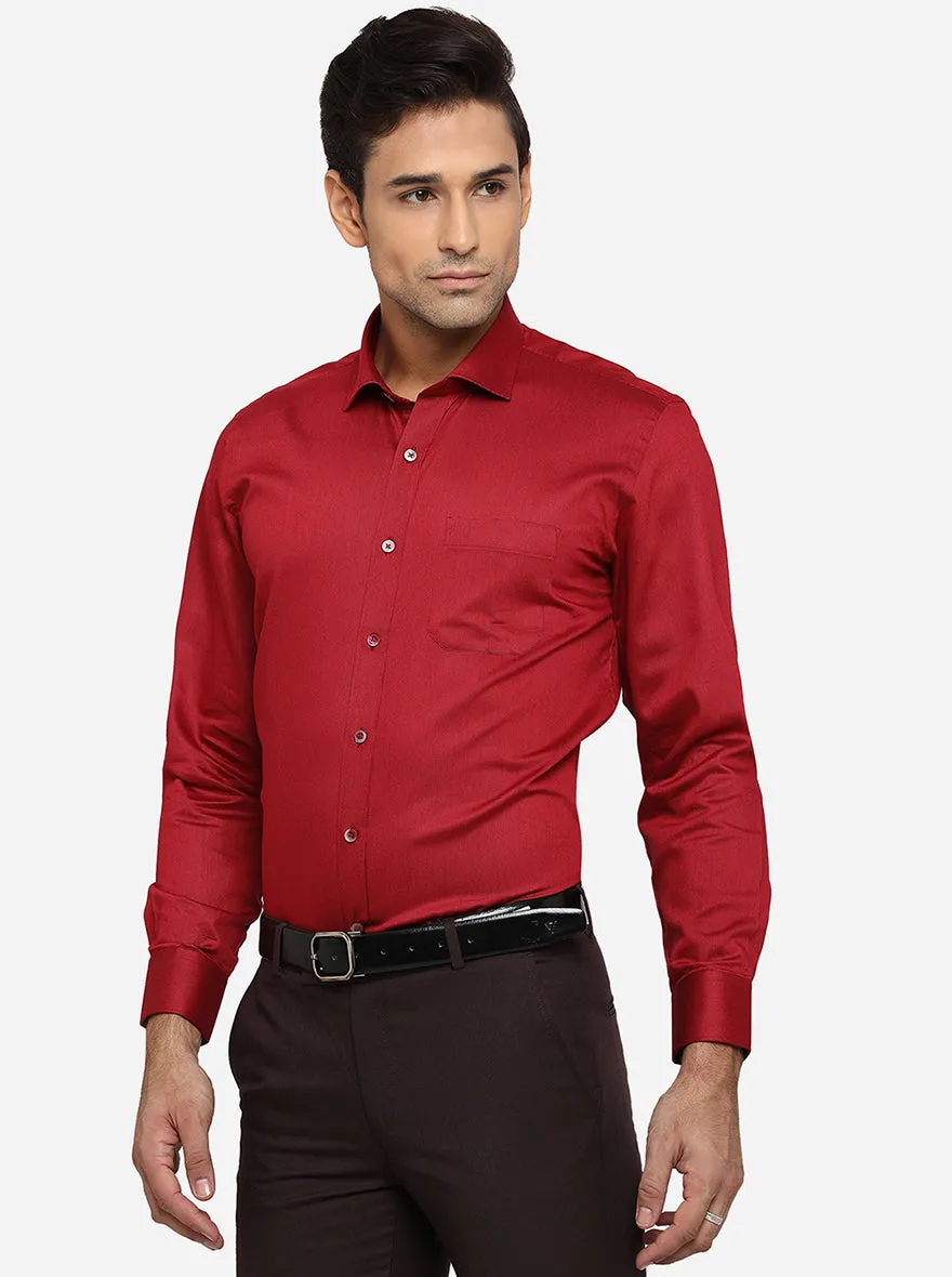 Maroon Solid Regular Fit Formal Shirt | Greenfibre