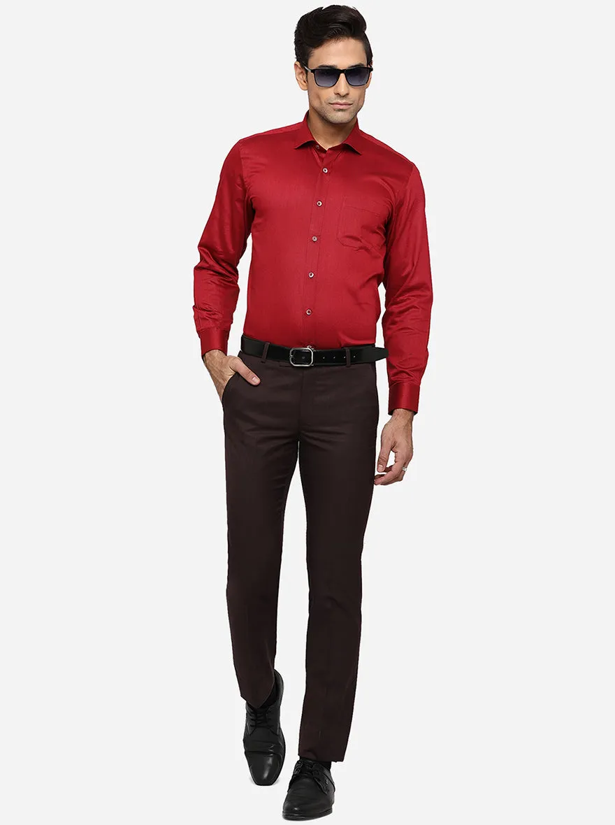 Maroon Solid Regular Fit Formal Shirt | Greenfibre