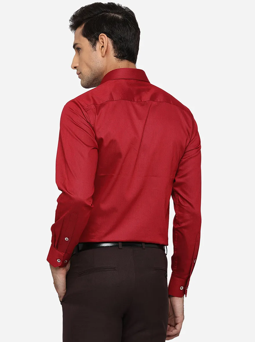 Maroon Solid Regular Fit Formal Shirt | Greenfibre