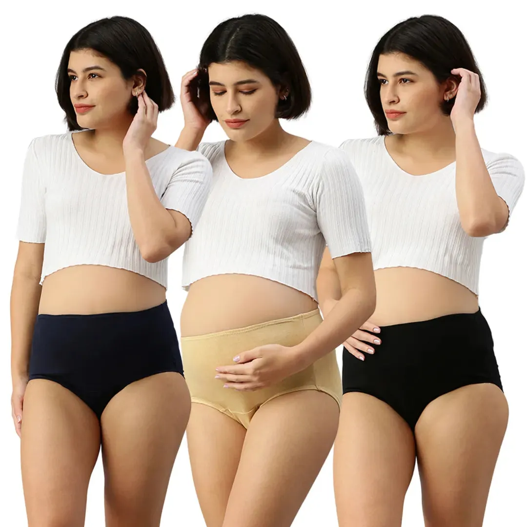 Maternity Panty With Hygiene Patch | Anti-Microbial | Full Coverage | 3-Pack