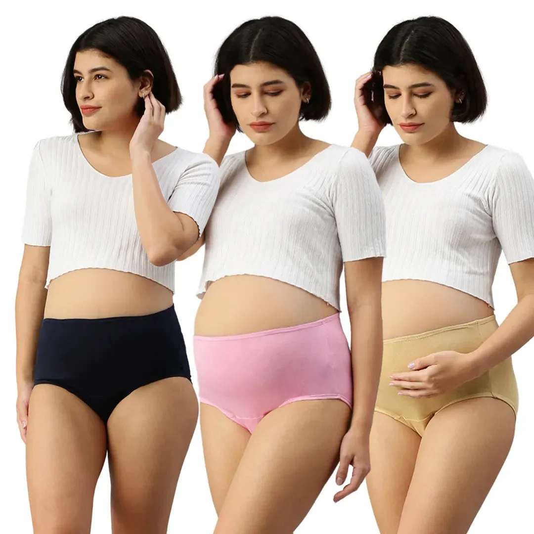 Maternity Panty With Hygiene Patch | Anti-Microbial | Full Coverage | 3-Pack