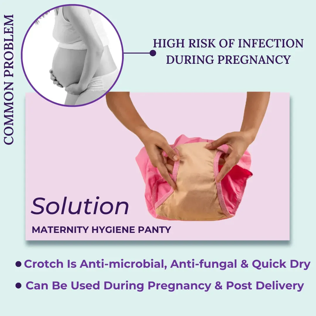 Maternity Panty With Hygiene Patch | Anti-Microbial | Full Coverage | 3-Pack