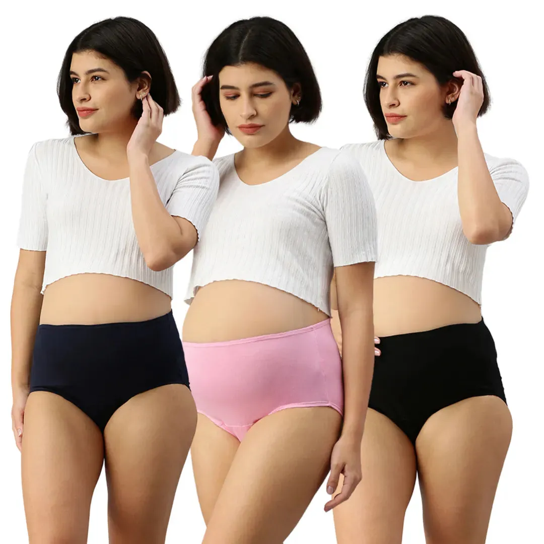 Maternity Panty With Hygiene Patch | Anti-Microbial | Full Coverage | 3-Pack