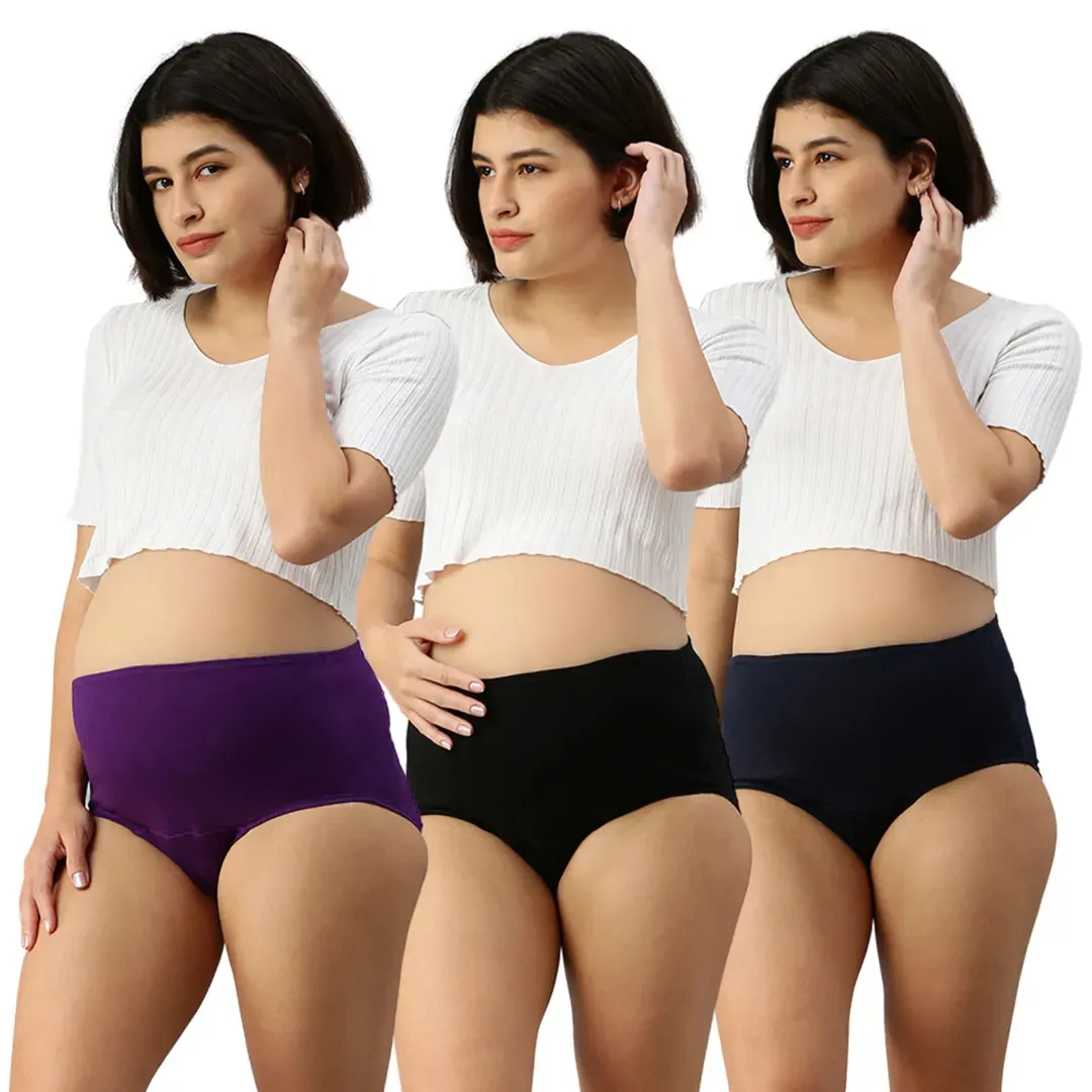 Maternity Panty With Hygiene Patch | Anti-Microbial | Full Coverage | 3-Pack