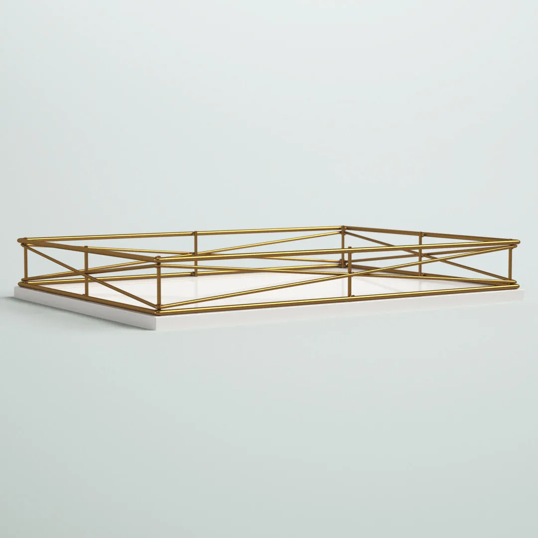Mcnear Decorative Metal Rim Ottoman Tray Mercury Row® Color: White/Gold