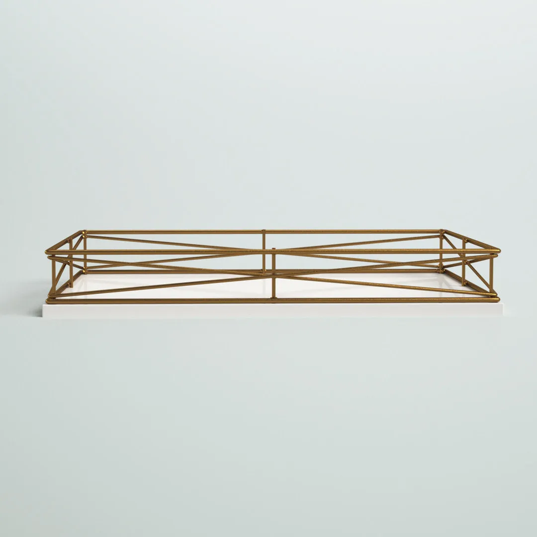 Mcnear Decorative Metal Rim Ottoman Tray Mercury Row® Color: White/Gold