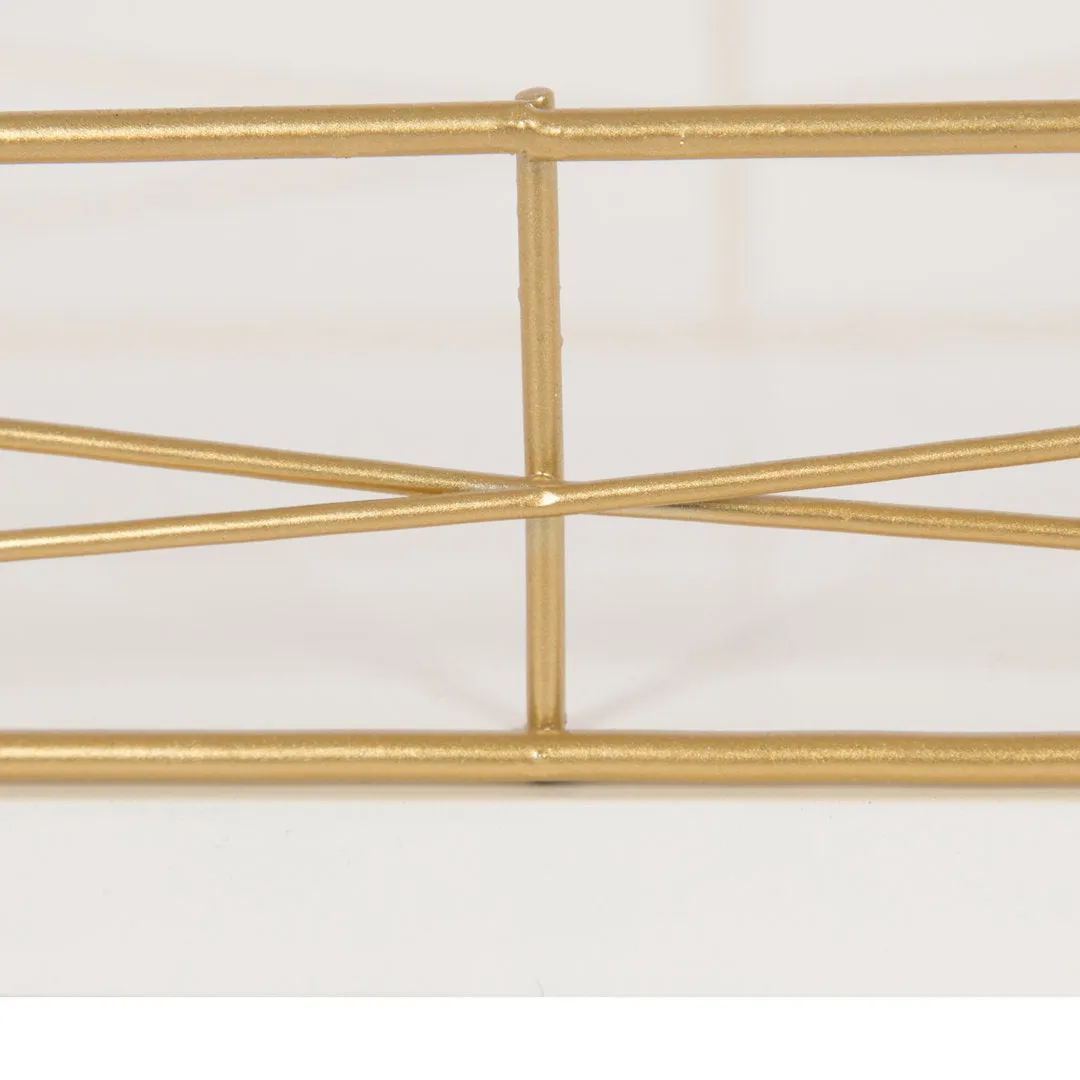Mcnear Decorative Metal Rim Ottoman Tray Mercury Row® Color: White/Gold