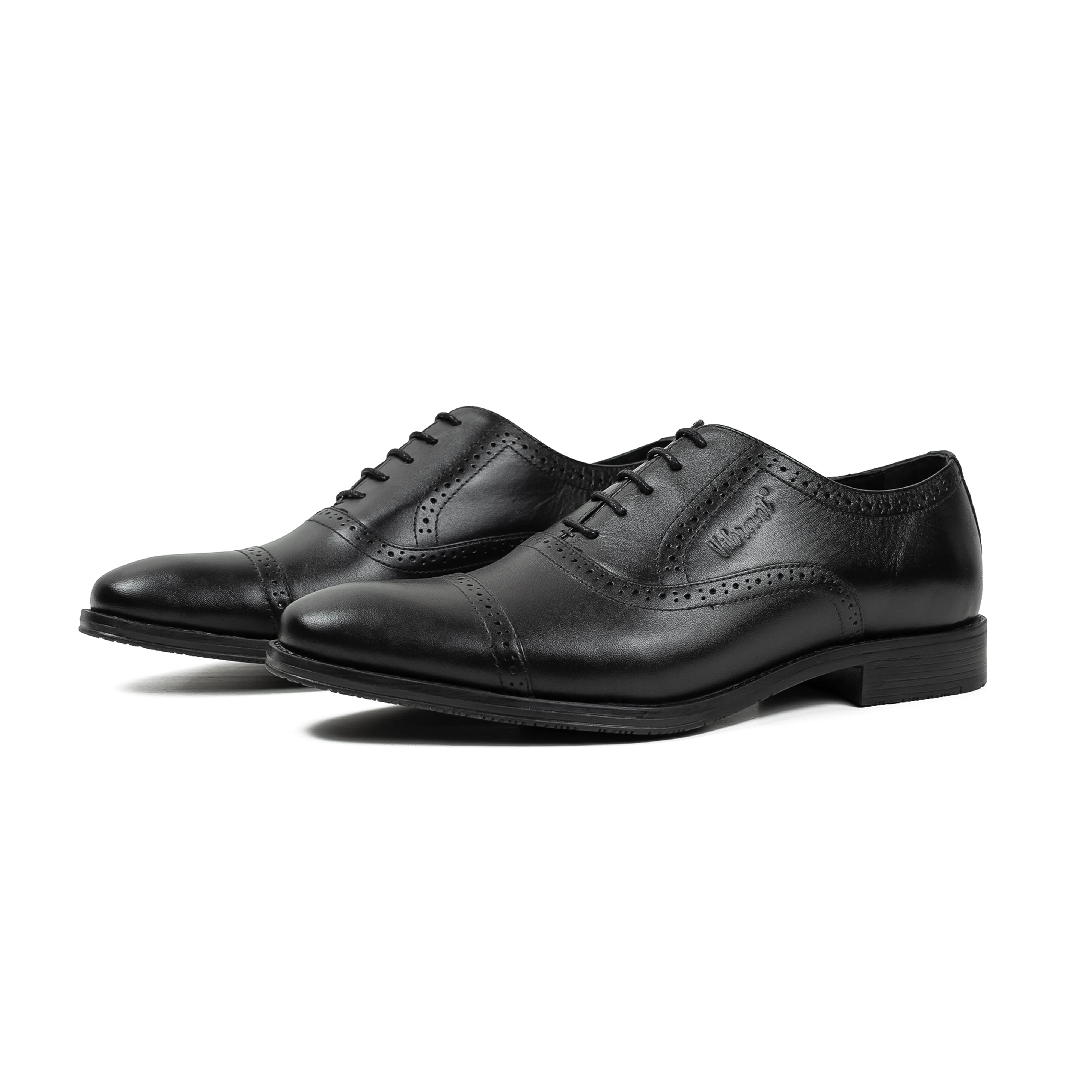 Men's Black Leather Oxford Shoes | Vibrant® Elegant Comfort with TPR Outsole and Cushioned Insole