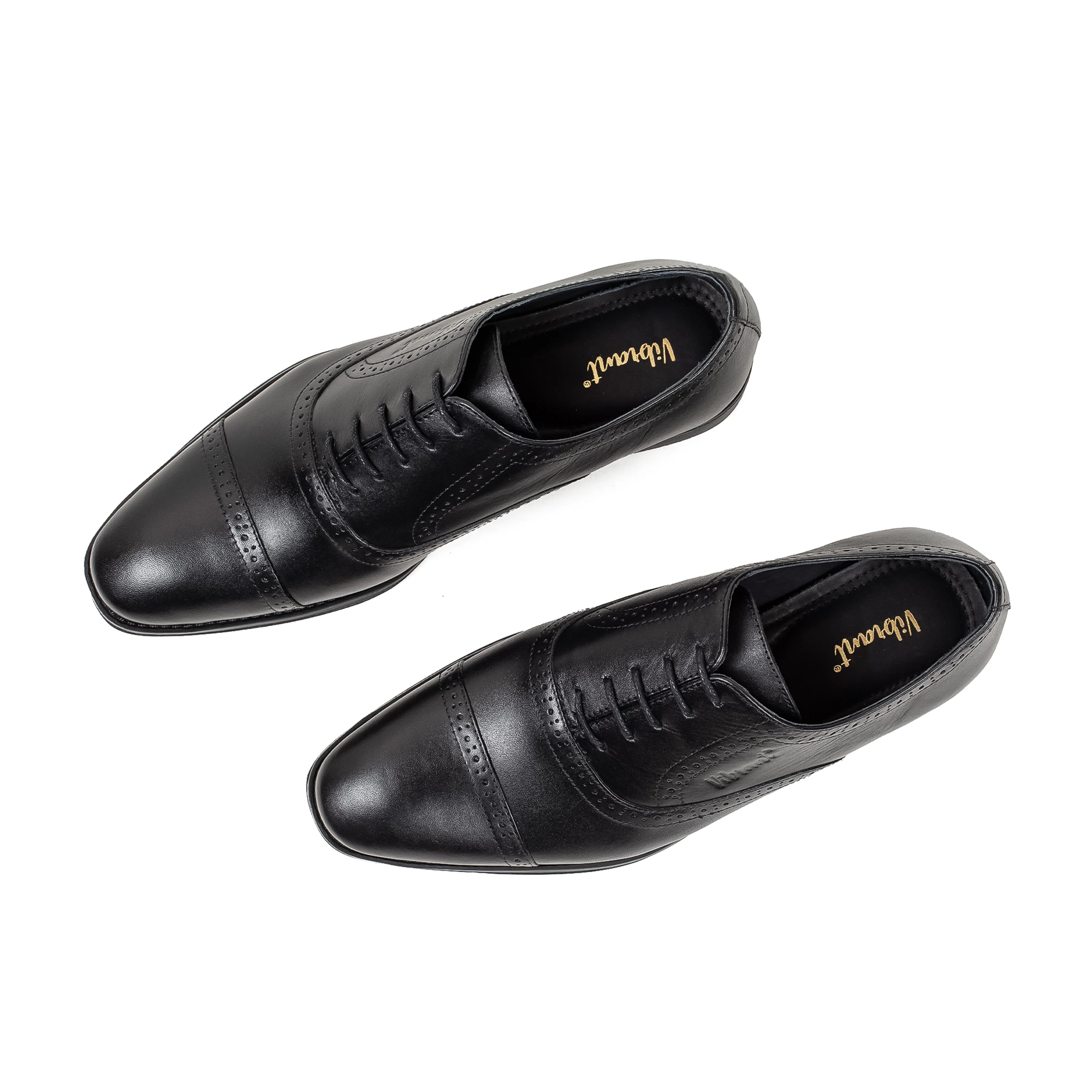 Men's Black Leather Oxford Shoes | Vibrant® Elegant Comfort with TPR Outsole and Cushioned Insole