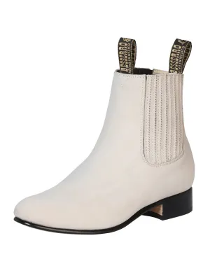 Men's Nubuck Leather Classic Charro Ankle Boots 'El Besserro' Bone Color 205