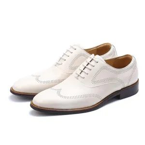 Men’s White Brogue Oxford Shoes
