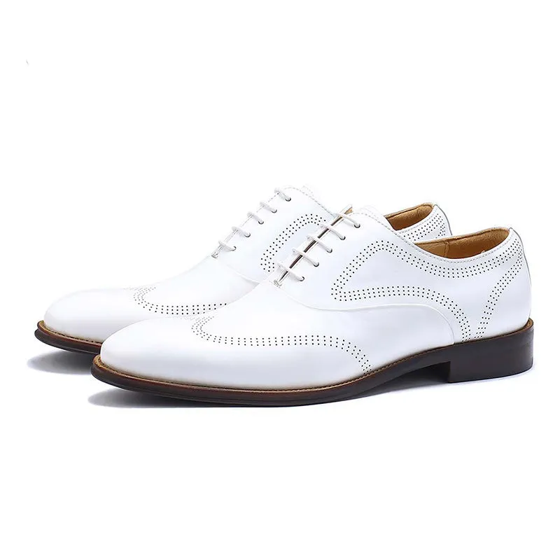 Men’s White Brogue Oxford Shoes