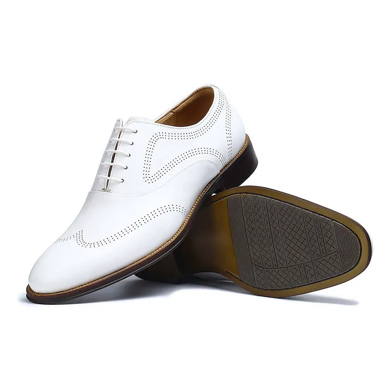 Men’s White Brogue Oxford Shoes