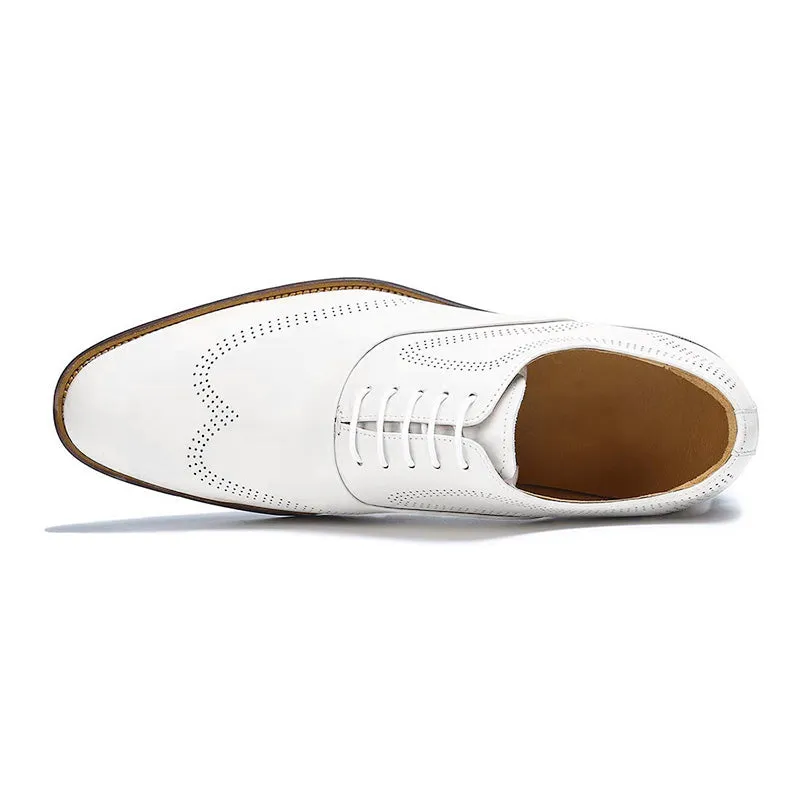 Men’s White Brogue Oxford Shoes
