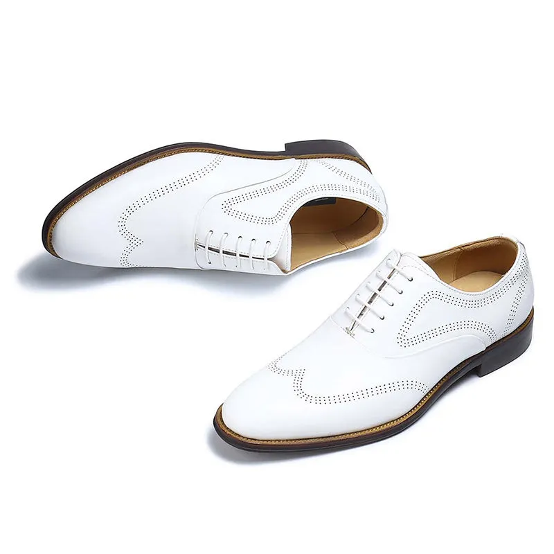 Men’s White Brogue Oxford Shoes