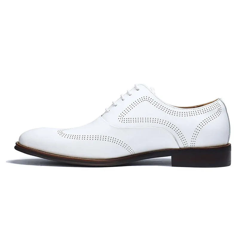Men’s White Brogue Oxford Shoes