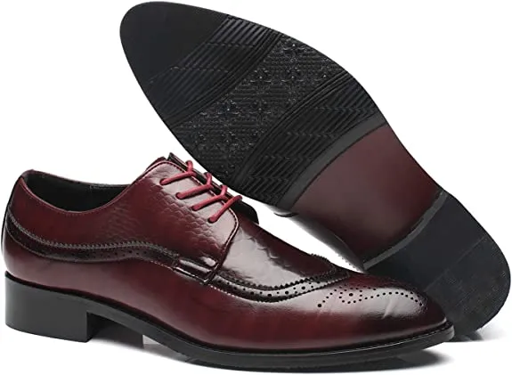 Men's Wingtip Brogue Derby Snake Leather
