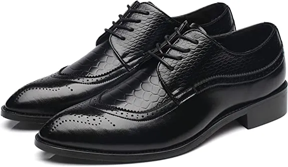 Men's Wingtip Brogue Derby Snake Leather