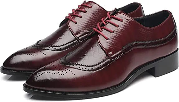 Men's Wingtip Brogue Derby Snake Leather