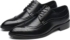 Men's Wingtip Brogue Derby Snake Leather