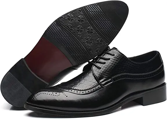 Men's Wingtip Brogue Derby Snake Leather