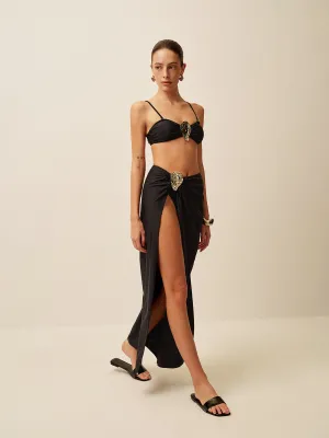 Metal Accent Twist Sarong Skirt