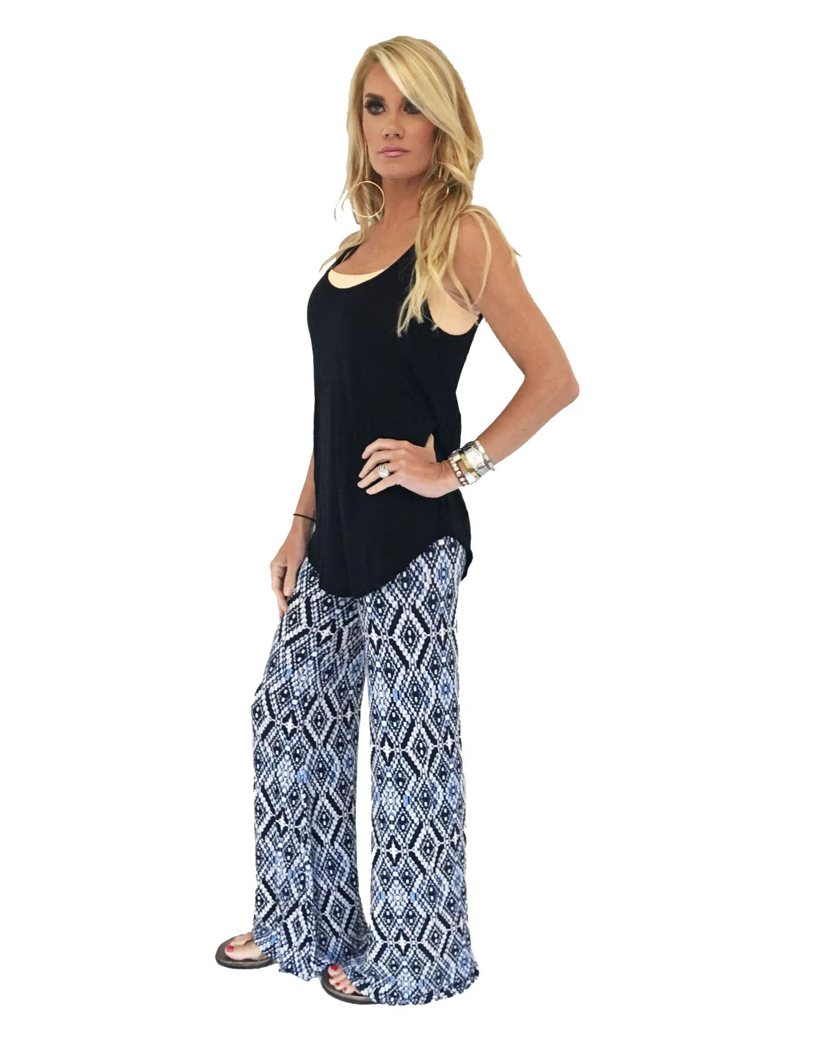 Michael Lauren Derby Wide Leg Pant in Faded Navy