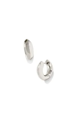 Mikki Metal Huggie Earrings Polished Silver