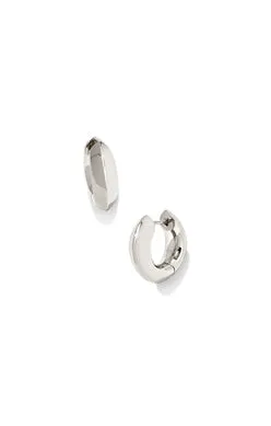 Mikki Metal Huggie Earrings Polished Silver