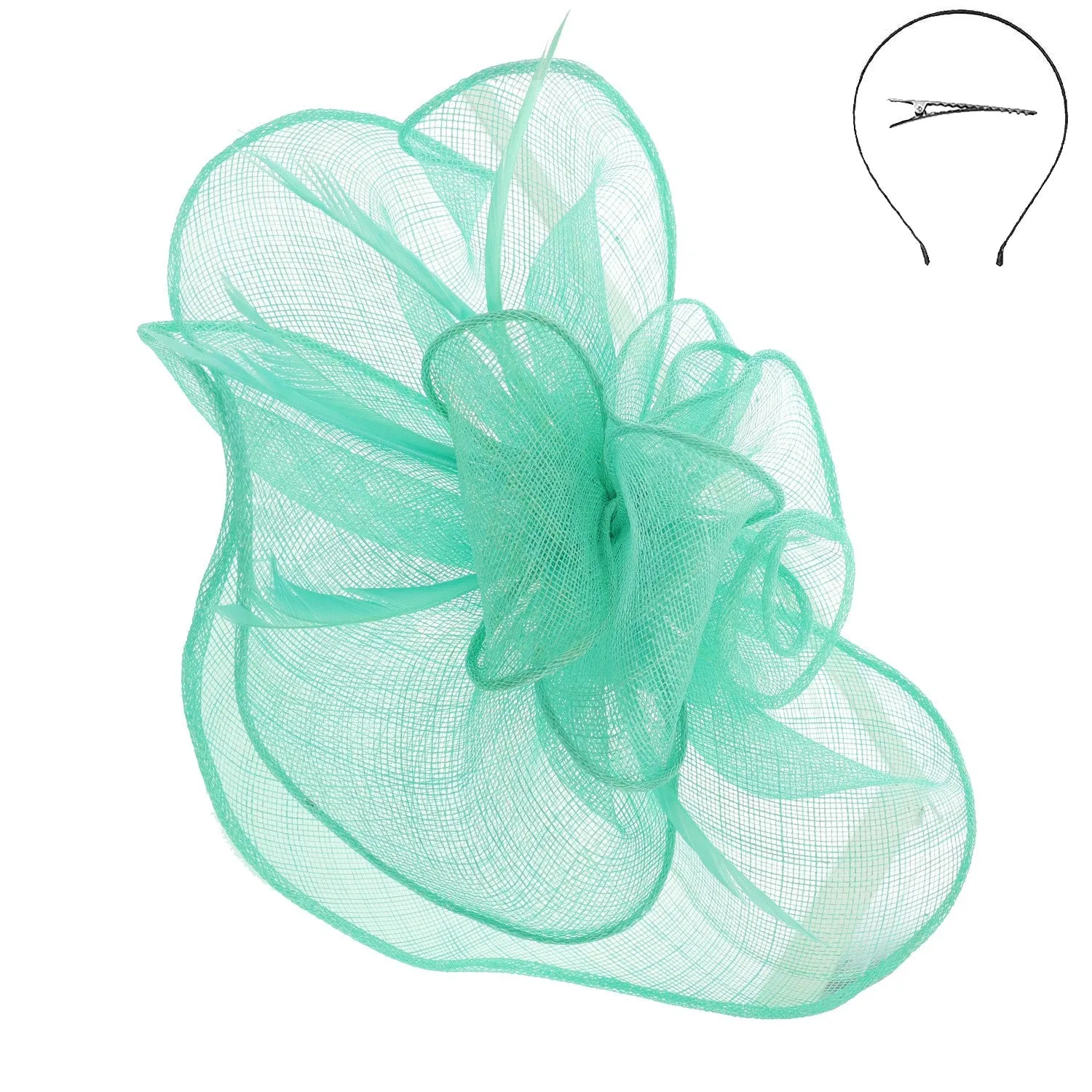 Mint Floral Mesh Fascinator