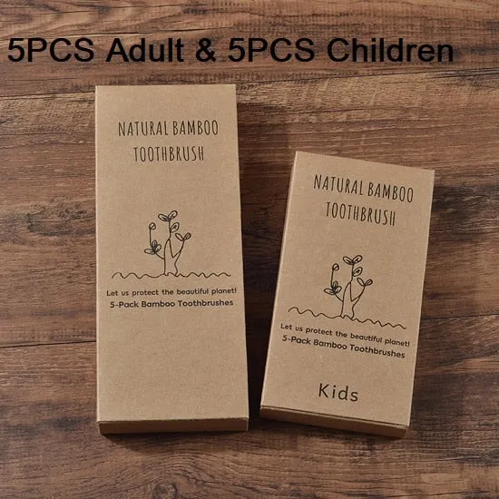 Multi-Pack Parent & child Eco Friendly Bamboo Toothbrushes Soft Bristles (Adult & Kids)