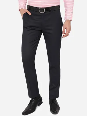 Navy Blue Checked Super Slim Fit Formal Trouser | Greenfibre