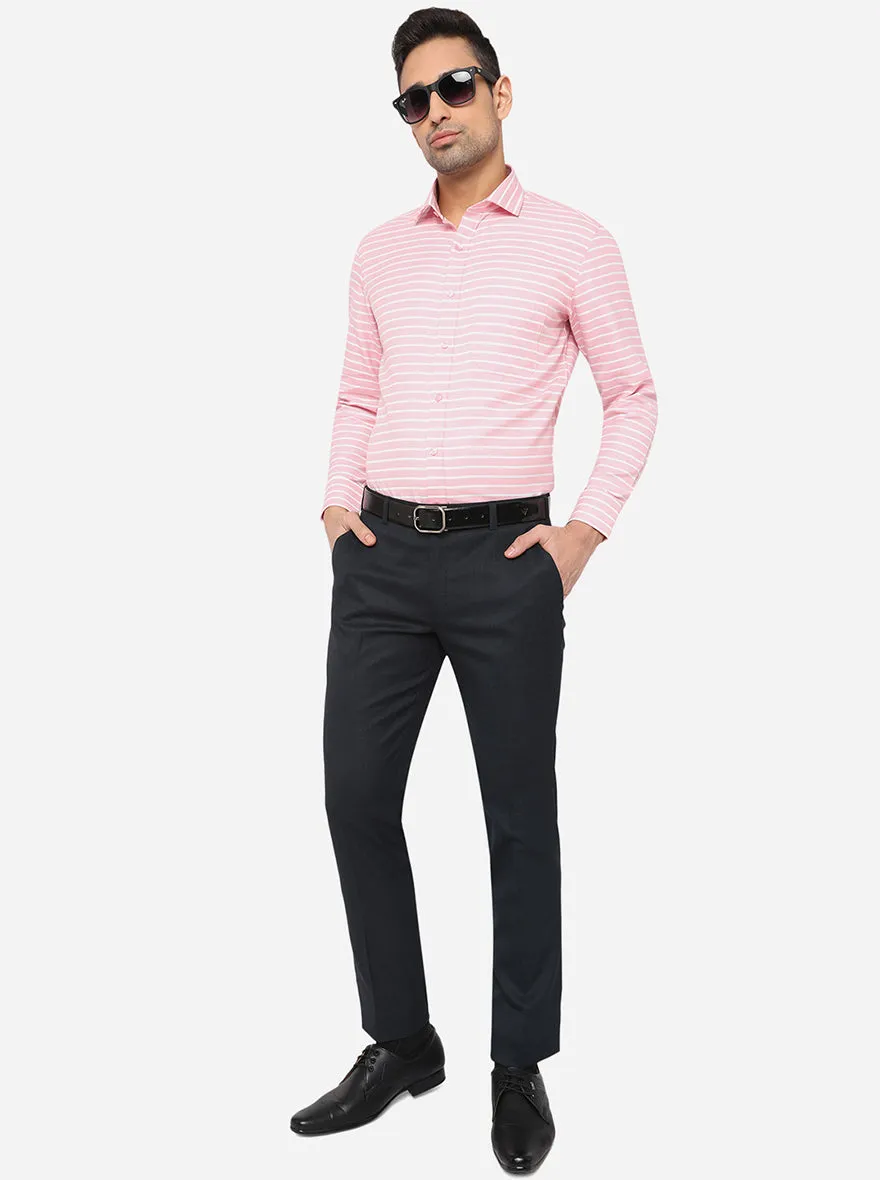 Navy Blue Checked Super Slim Fit Formal Trouser | Greenfibre