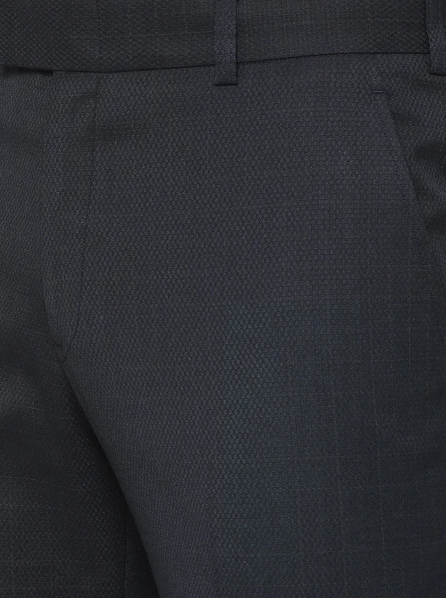 Navy Blue Checked Super Slim Fit Formal Trouser | Greenfibre