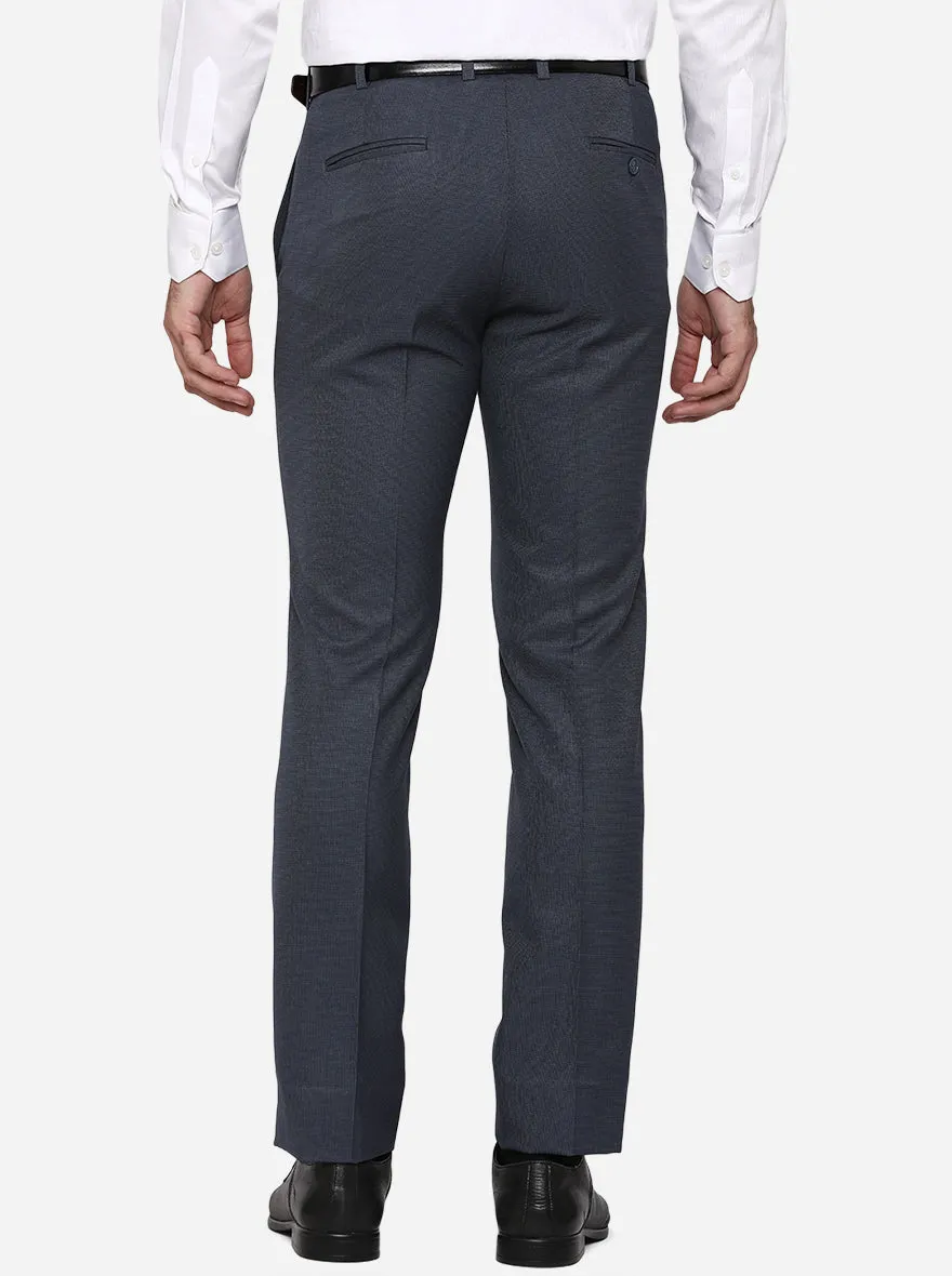 Navy Blue Solid Slim Fit Formal Trouser | Greenfibre