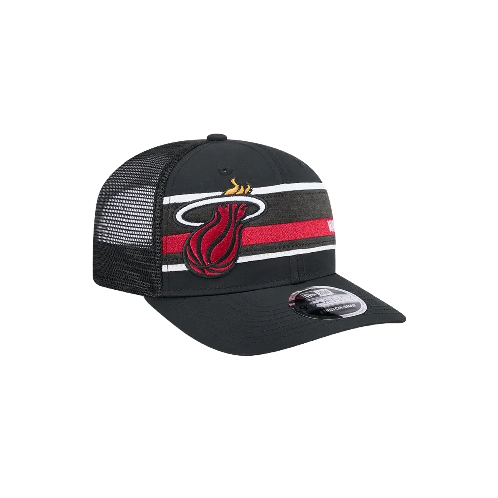 New Era Miami HEAT Stripe Trucker Stretch Snapback