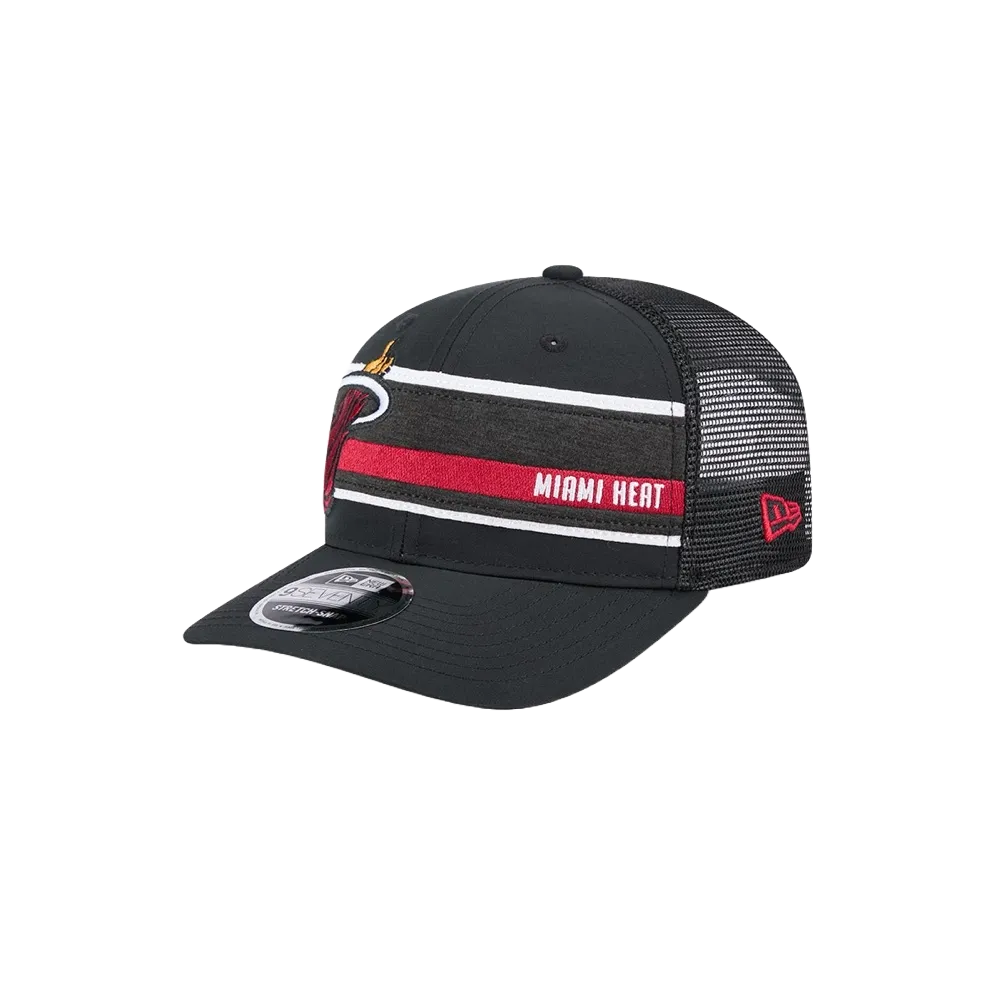 New Era Miami HEAT Stripe Trucker Stretch Snapback