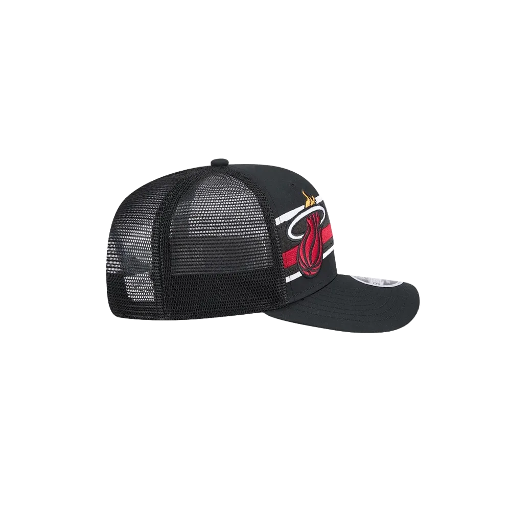 New Era Miami HEAT Stripe Trucker Stretch Snapback
