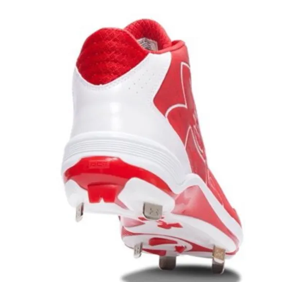 NIB Under Armour UA Ignite Mid ST CC Metal Baseball Cleats Red &amp; White Size 13